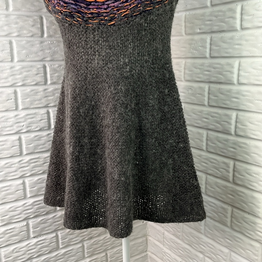 FREE PEOPLE ALPACA WOOL BLEND KNIT TUNIC DRESS GRAY PURPLE SCOOP NECK SIZE SMALL - Picture 4 of 12